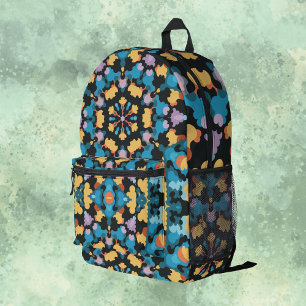 Sac À Dos Imprimé Rétro Mandala jaune bleu et orange
