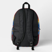 Sac À Dos Imprimé Retro Mandala rouge bleu et jaune (Verso)