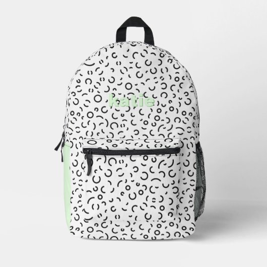 Sac À Dos Imprimé Retro Motif et vert Personnalisé (Recto)