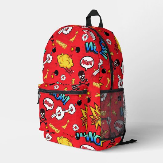 Sac À Dos Imprimé Retro Red Comic Book Pop Art Explosion Pattern (Coin arrière droit)