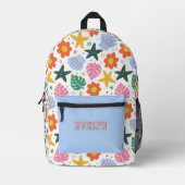 Sac À Dos Imprimé Retro Tropical Starfish & Shells Groovy Beach (Recto)