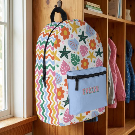 Sac À Dos Imprimé Retro Tropical Starfish & Shells Groovy Beach