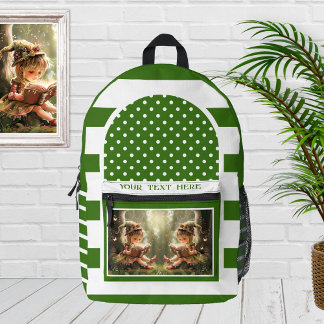 Sac À Dos Imprimé Retro Vert Blanc rayé Photo Artistique