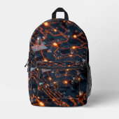 Sac À Dos Imprimé Robot Design Backpack – Trendy Tech Style Bag (Recto)