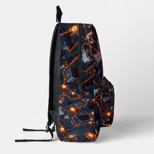 Sac À Dos Imprimé Robot Design Backpack – Trendy Tech Style Bag (Gauche)