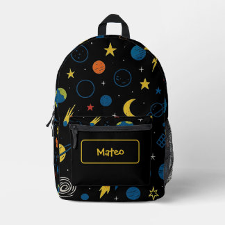 Sac À Dos Imprimé Rocket Ship Backpack with Solar System Design