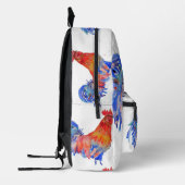 Sac À Dos Imprimé Rooster Aquarelle Rouge Jaune Bleu Poulet (Gauche)