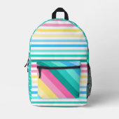 SAC À DOS IMPRIMÉ ROSE BLEU VERT JAUNE STRIPES & POIS (Recto)