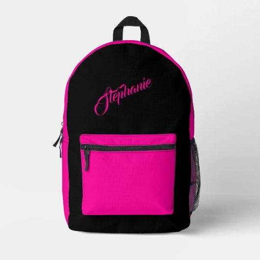 Sac À Dos Imprimé Rose chaud solide avec nom (Recto)