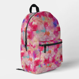 Sac À Dos Imprimé Rose coloré + Nom personnalisé en haut