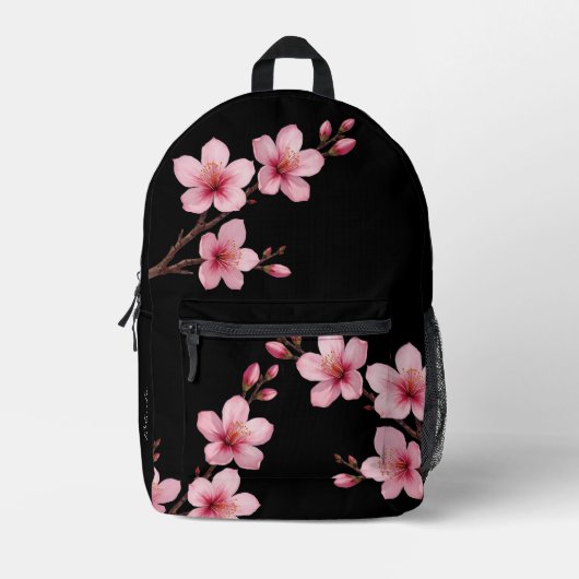 Sac À Dos Imprimé Rose de Cerisier Noir Monogramme (Recto)