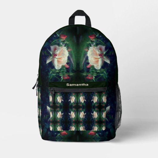 Sac À Dos Imprimé Rose Et Buds Abstraits Personnalisés (Recto)