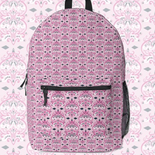 Sac À Dos Imprimé rose et noir damassé