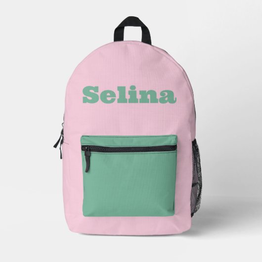 Sac À Dos Imprimé Rose et vert menthe personnalisés (Recto)