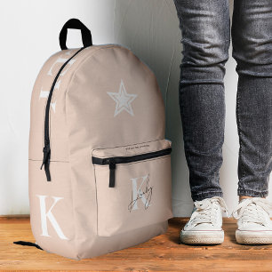 Sac À Dos Imprimé Rose Féminin Monogramme Stars École de Style