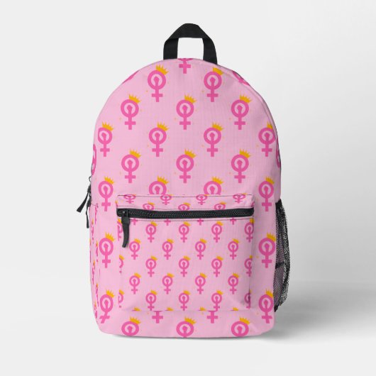 Sac À Dos Imprimé Rose Féministe (Recto)