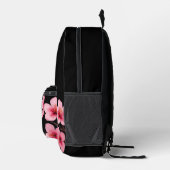 Sac À Dos Imprimé Rose Fleur de Cerisier Rose Noir Monogramme (Droite)