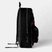 Sac À Dos Imprimé Rose Fleur de Cerisier Rose Noir Monogramme (Gauche)