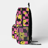 Sac À Dos Imprimé Rose Fleur Groovy Damier (Droite)
