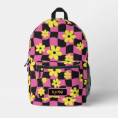 Sac À Dos Imprimé Rose Fleur Groovy Damier (Recto)