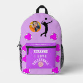 Sac À Dos Imprimé Rose Fuchsia Girly Sport Volleyball (Recto)