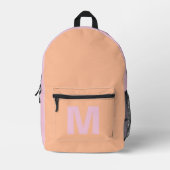 Sac À Dos Imprimé Rose pastel pêche tendance avec nom Monogram (Recto)