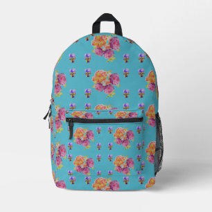 Sac À Dos Imprimé Rose Rouge Rose Shabby Chic Bleu Turquoise Floral