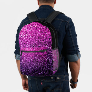 Sac À Dos Imprimé Rose violet faux paillettes scintillantes et noir