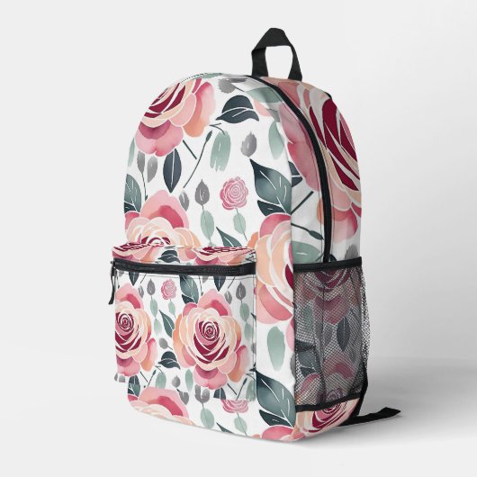 Sac À Dos Imprimé Roses Abstraits Dans Des Couleurs Pastel (Coin arrière droit)