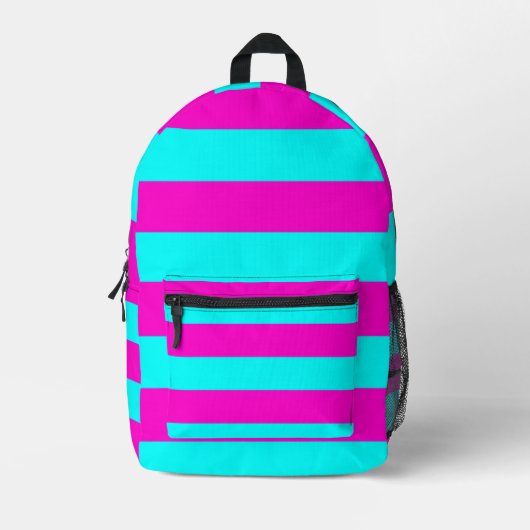 Sac À Dos Imprimé Roses Chaudes Et Bleu Cyan Gris Turquoise (Recto)