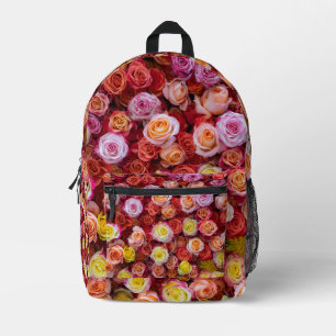 Sac À Dos Imprimé Roses Florales de Couleurs Mixtes Vibrantes