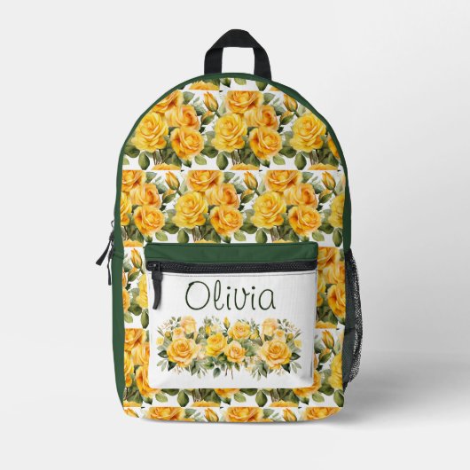 Sac À Dos Imprimé Roses Jaunes Chic (Recto)
