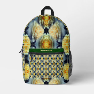 Sac À Dos Imprimé Roses jaunes Raindrops Floral Abstrait Personnalis