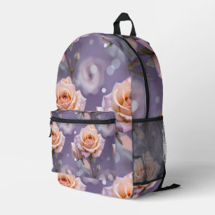 Sac À Dos Imprimé Roses pastel doux dans des nuances de pêche et de