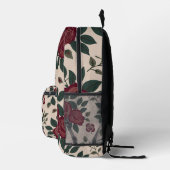 Sac À Dos Imprimé Roses Rouge Foncé Avec Feuilles Vertes (Droite)