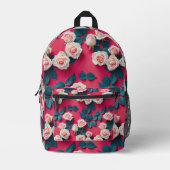 Sac À Dos Imprimé Roses Rouges Et Blanches (Recto)