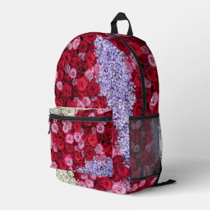 Sac À Dos Imprimé Roses rouges et roses avec Gypsophile colorée