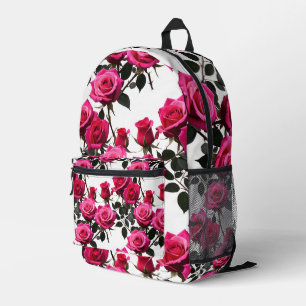 Sac À Dos Imprimé Roses rouges et roses regroupées sur un fond blanc