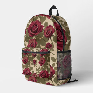 Sac À Dos Imprimé Roses rouges foncés avec des feuilles vertes fanée