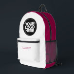 Sac À Dos Imprimé Rouge blanc | Logo et texte personnalisés<br><div class="desc">Cerisier bordeaux élégant rouge et blanc | Logo d'entreprise personnalisé et texte moderne Professionnel imprimé sac à dos</div>