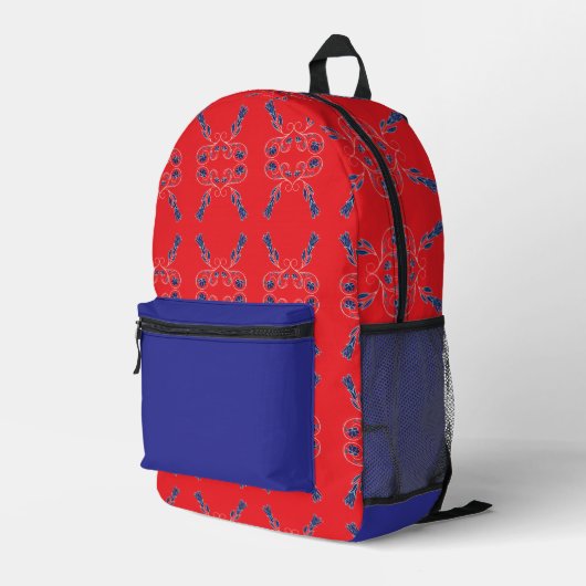 Sac À Dos Imprimé Rouge et bleu (Coin arrière droit)