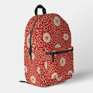 Sac À Dos Imprimé Rouge Floral Vibrant Ornate Classé Motif