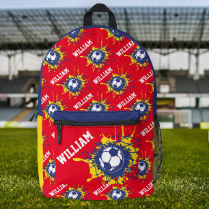 Sac À Dos Imprimé Rouge jaune bleu football splat personnalisé