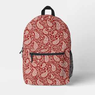 Sac À Dos Imprimé Rouge Vintage et Paisley Floral Ivoire