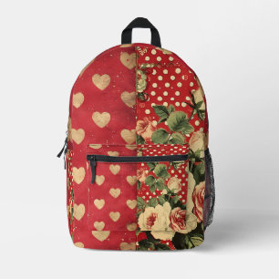 Sac À Dos Imprimé Rouge Vintage Shabby Chic
