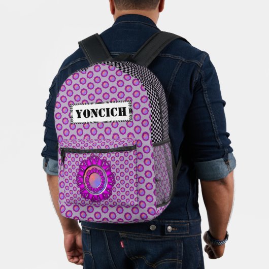 Sac À Dos Imprimé Ruban de disque violet par Kenneth Yoncich (Insitu (Modèle))
