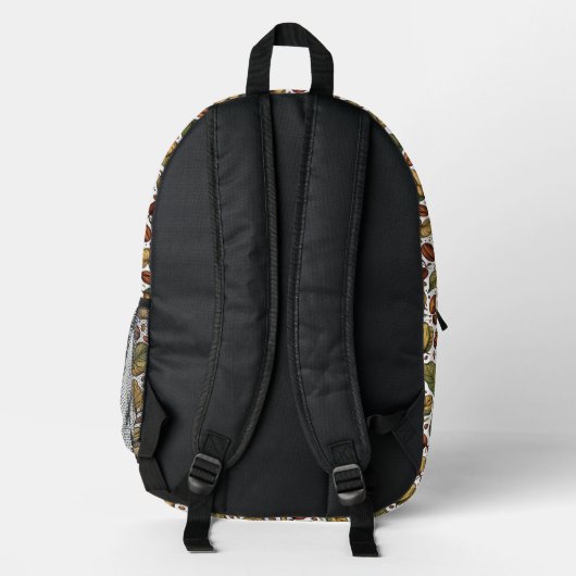 Sac À Dos Imprimé Rustic Coffee Bean & Leaf Pattern Backpack - Uniqu (Verso)