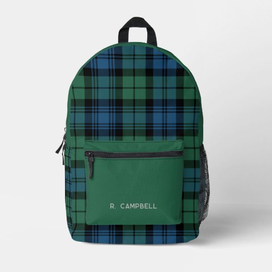 Sac À Dos Imprimé Rustique Plaid Personnalisé Campbell Tartan (Recto)