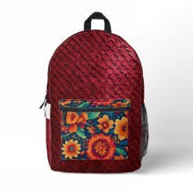 Sac à coudre imprimé floral Bourgogne de style mex