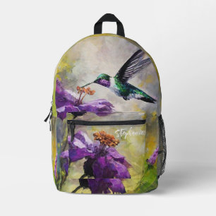 Sac À Dos Imprimé Sacoche d'école de colibri personnalisée, Nature